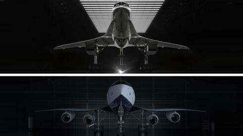 אוברטורחדש (למטה) לעומת הגרסה התלת-מנועית, צילום: Boom Supersonic