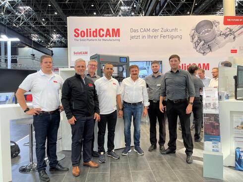 SolidCAM team with Dr Emil Somekh, company Founder and CEO, at center.