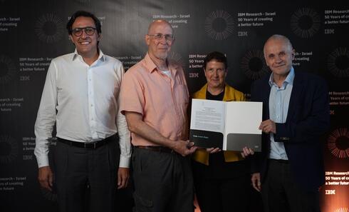 President of the Hebrew University of Jerusalem Prof. Asher Cohen, Vice President AI and director of IBM Research Lab in Israel Dr. Aya Soffer, Executive Vice President for Research of the Technion, Prof. Koby Rubinstein and Senior Vice President and director of IBM Research, Dr. Dario Gil 
