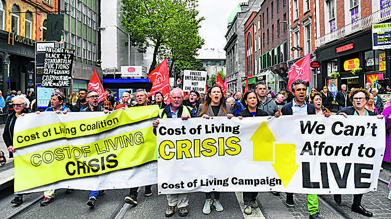 הפגנה ב דבלין נגד יוקר המחיה ביוני האחרון