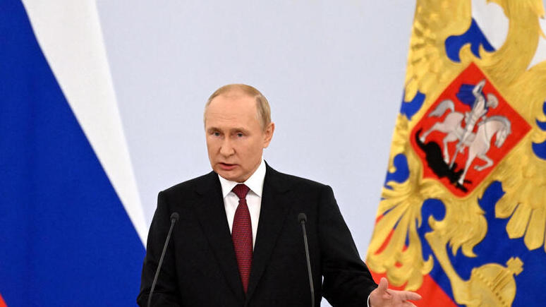 נשיא רוסיה ולדימיר פוטין בנאומו בקרמלין