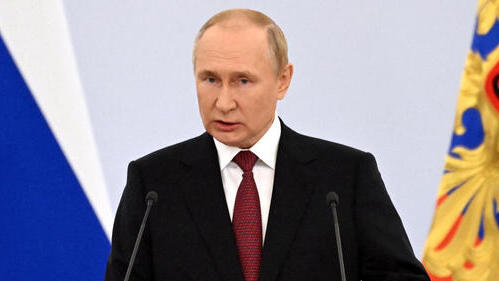 נשיא רוסיה ולדימיר פוטין בנאומו בקרמלין