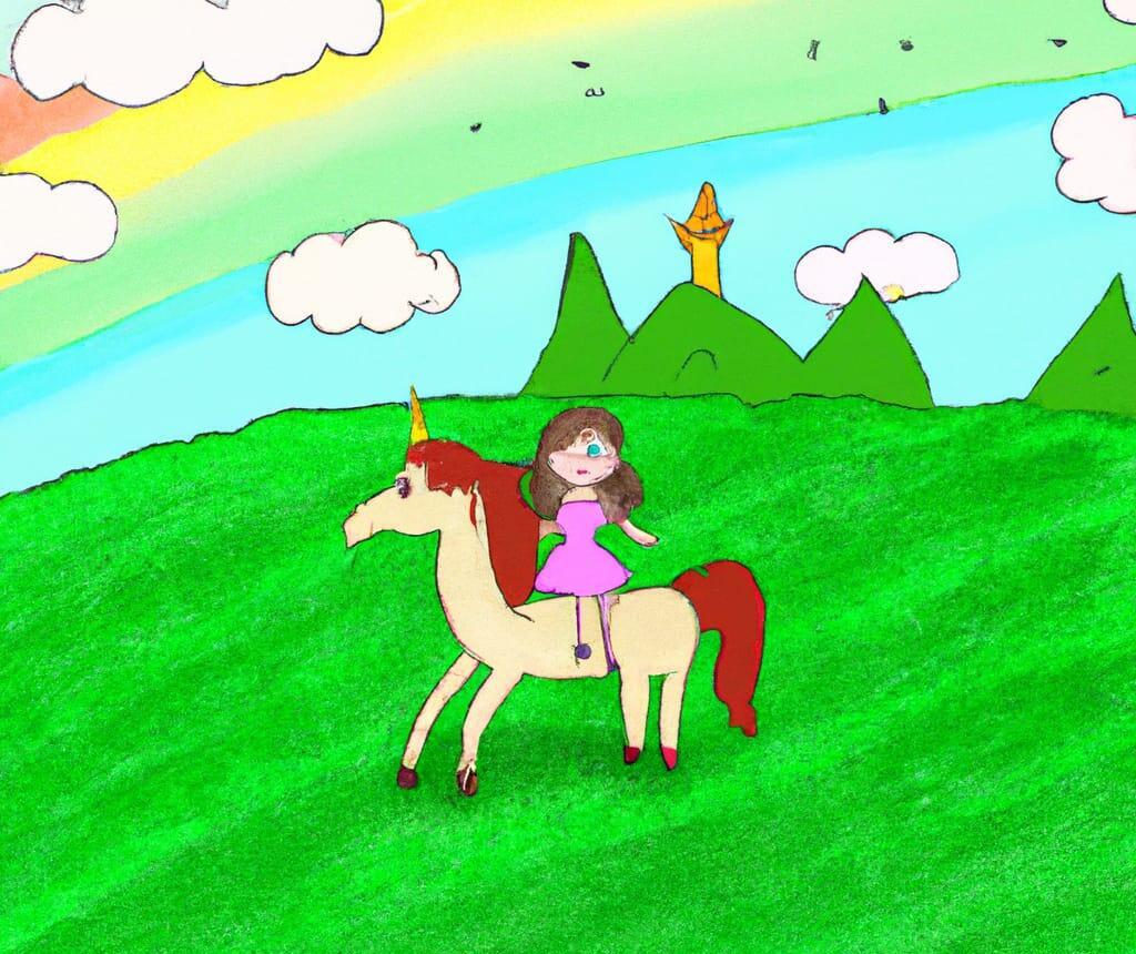 Dall-e generated image of princess riding a unicorn