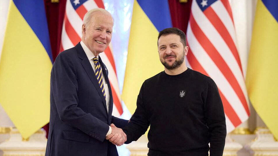ביקור ביידן באוקראינה פגישה עם הנשיא זלנסקי 
