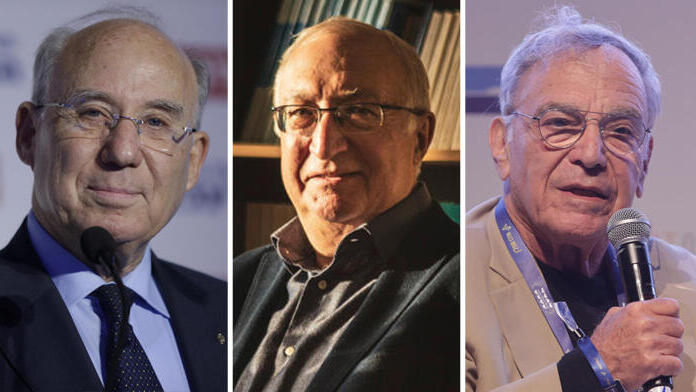  מימין: הפרופסורים איתן ששינסקי, מנואל טרכטנברג ויעקב פרנקל