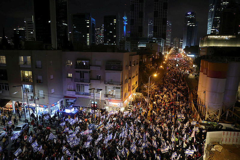 הפגנה בתל אביב מחאה הפיכה משטרית 18.3
