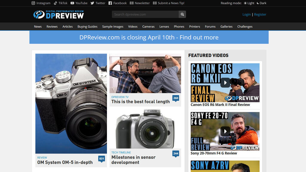אמזון סוגרת את אתר הצילום הפופולרי DPReview