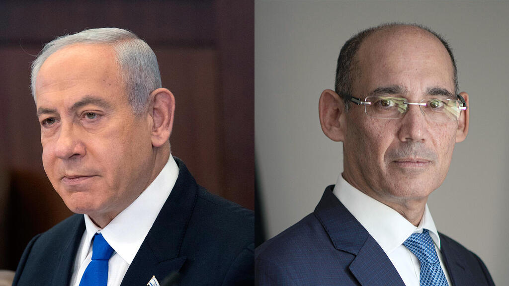 משמאל ראש הממשלה בנימין נתניהו ונגיד בנק ישראל אמיר ירון