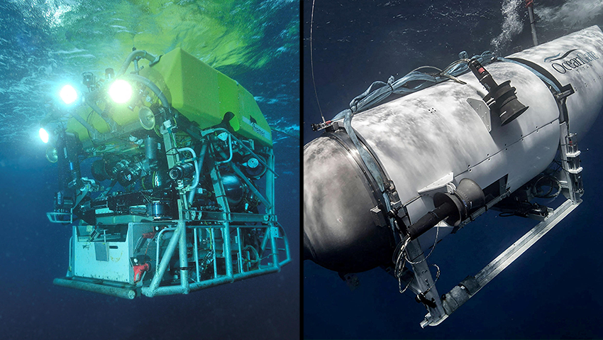 הצוללת "טיטאן" והרובוט התת-ימי "ויקטור 6000" שנשלח לחיפושים