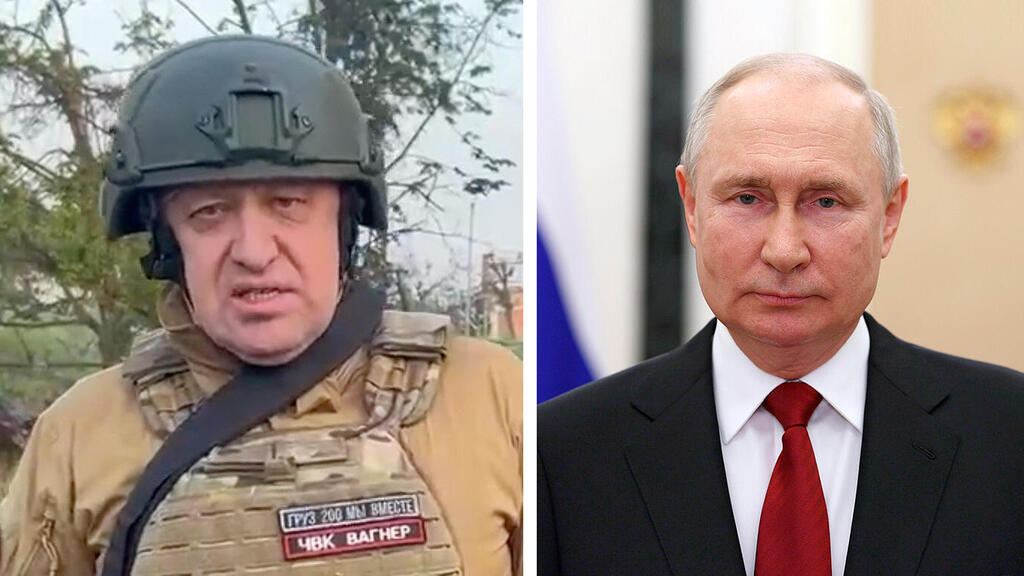 נשיא רוסיה ולדימיר פוטין וראש כוח וגנר יבגני פריגוז'ין