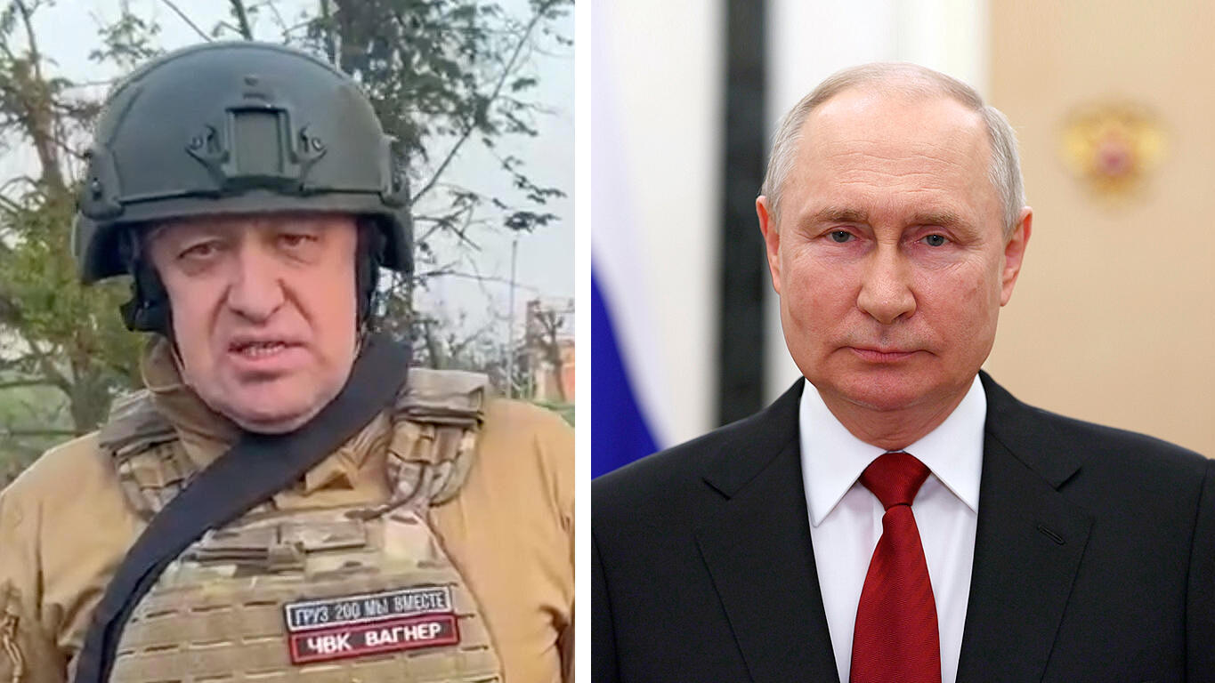 נשיא רוסיה ולדימיר פוטין וראש כוח וגנר יבגני פריגוז'ין