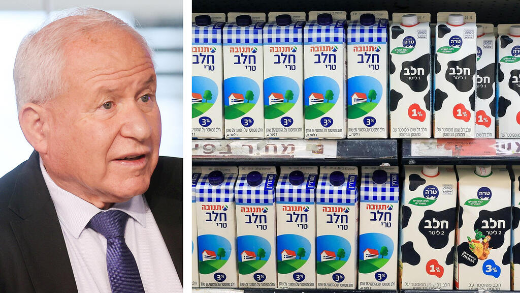 שר החקלאות אבי דיכטר קרטוני חלב בסופר