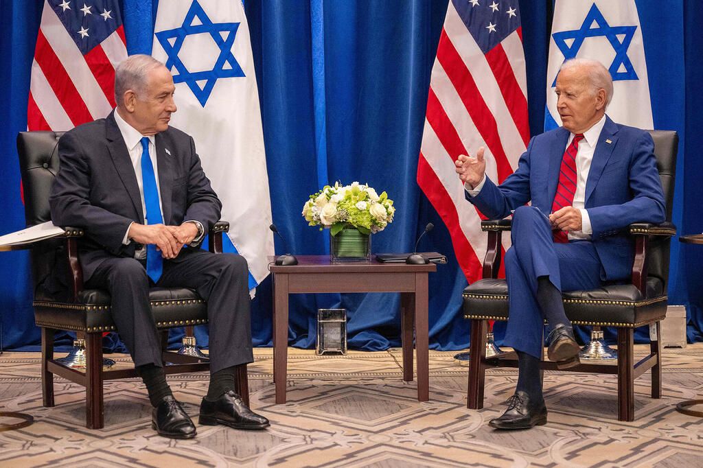 נשיא ארה"ב ג'ו ביידן וראש ממשלת ישראל בנימין נתניהו בפגישה בניו יורק