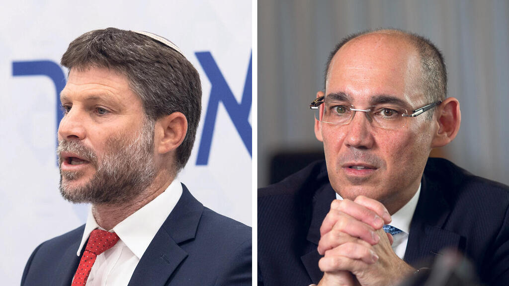 BOI Governor Amir Yaron (right) and Finance Minister Bezalel Smotrich (Alex Kolomoisky) הנגיד אמיר ירון ושר האוצר בצלאל סמוטריץ'