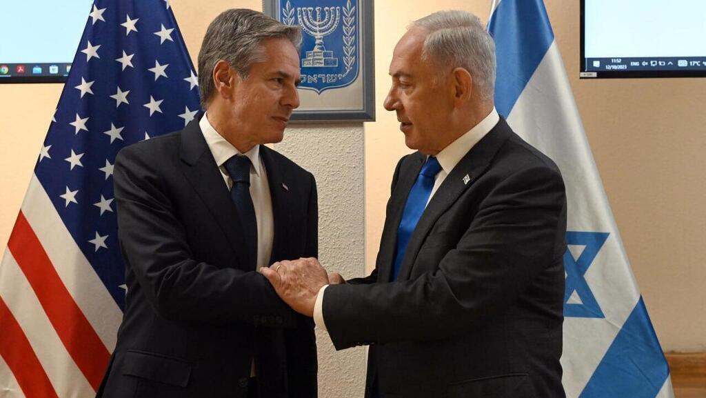 ראש הממשלה בנימין נתניהו עם מזכיר המדינה האמריקאי אנתוני בלינקן ביקור ב ישראל 16.10.23
