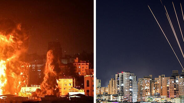 מיין רחב מלחמת עזה טילים מעזה על ישראל הפצצה ב בית חולים אלמעמדאני עזה 17.10.23 