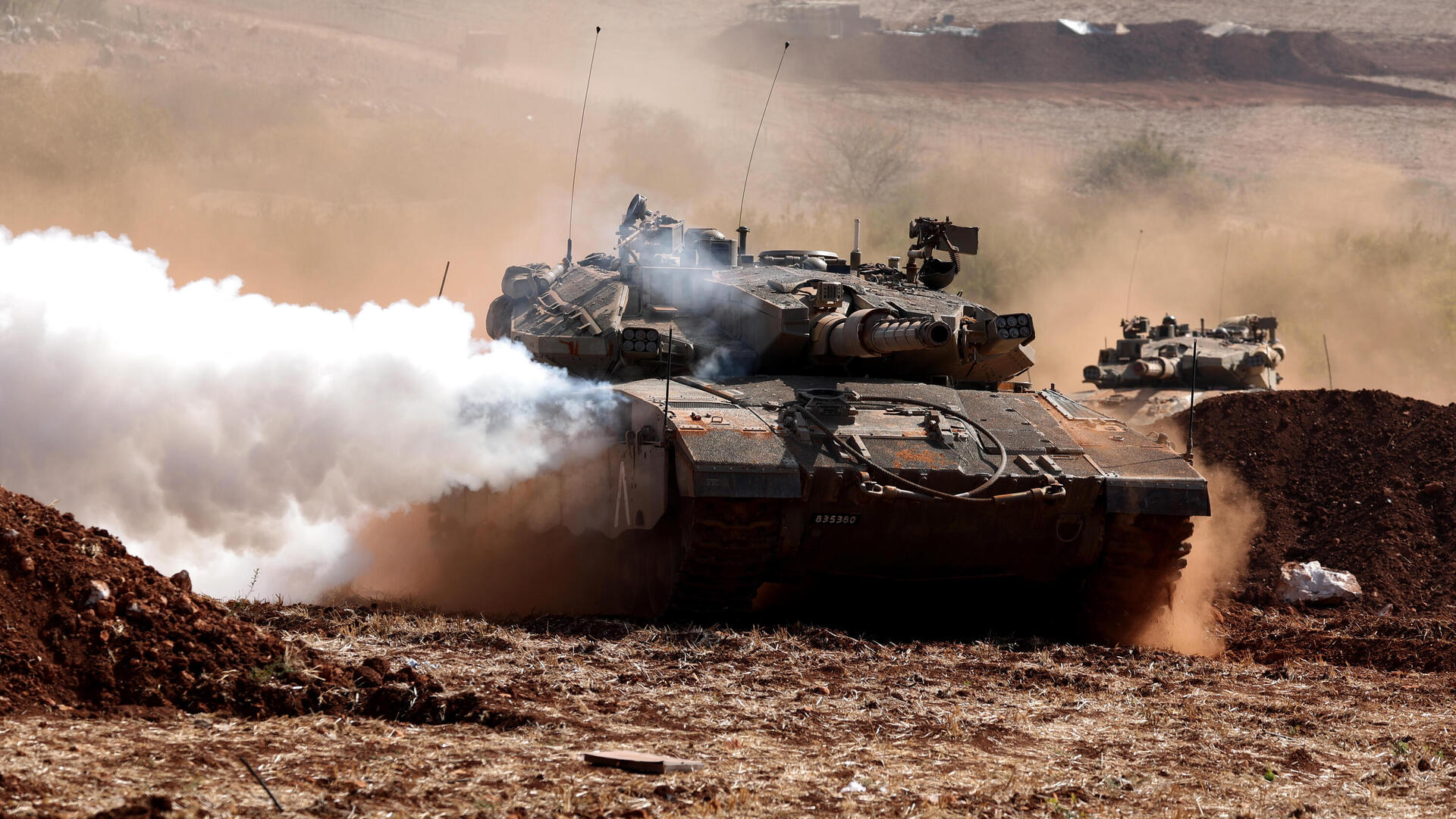 מלחמת עזה  אימון טנק של צה"ל באזור הצפון  ב לבנון חרבות ברזל   24.10.23