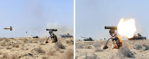 ירי קורנט בתרגיל איראני, צילום: FARS
