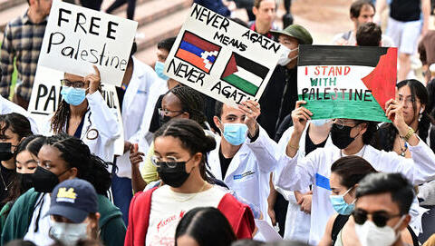 הפגנה פרו פלסטינית ב אוניברסיטת UCLA