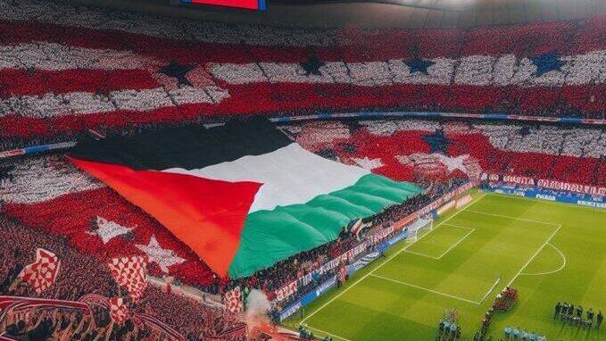 תמונה מזויפת של דגל פלסטין בידי אוהדי אתלטיקו מדריד