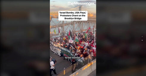 A TikTok video of pro-Palestinian protestors in New York. 