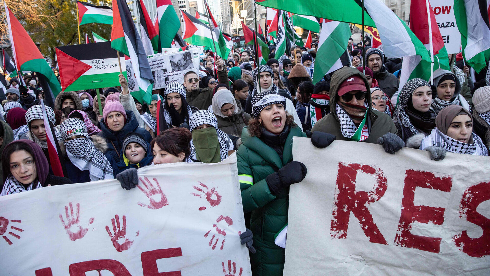 הפגנה פרו פלסטינית ב קוויבק קנדה
