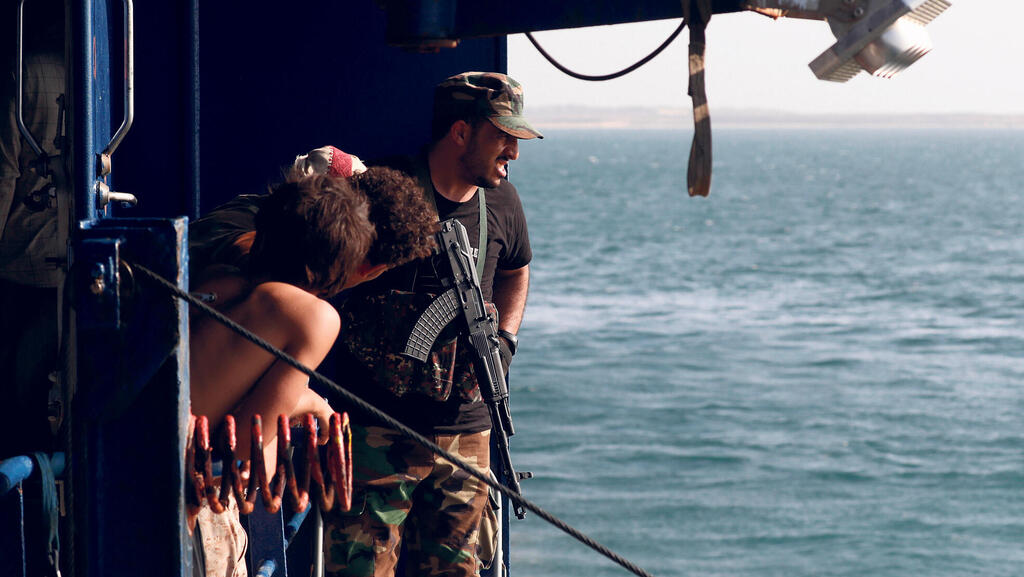 A ship taken over by Houthi fighters. 