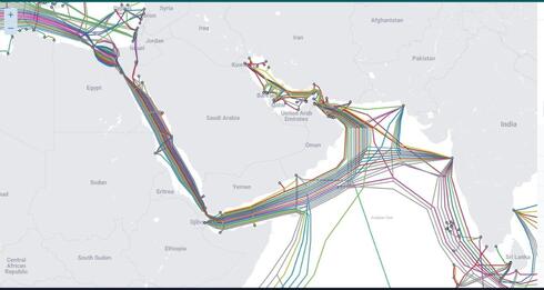 Submarine water cables map. 