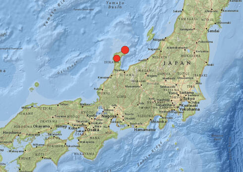 מוקד הרעש. רעידת אדמה ביפן 1.1.24, צילום: USGS