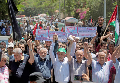 Hamas leaders during a parade in Gaza in 2019. 