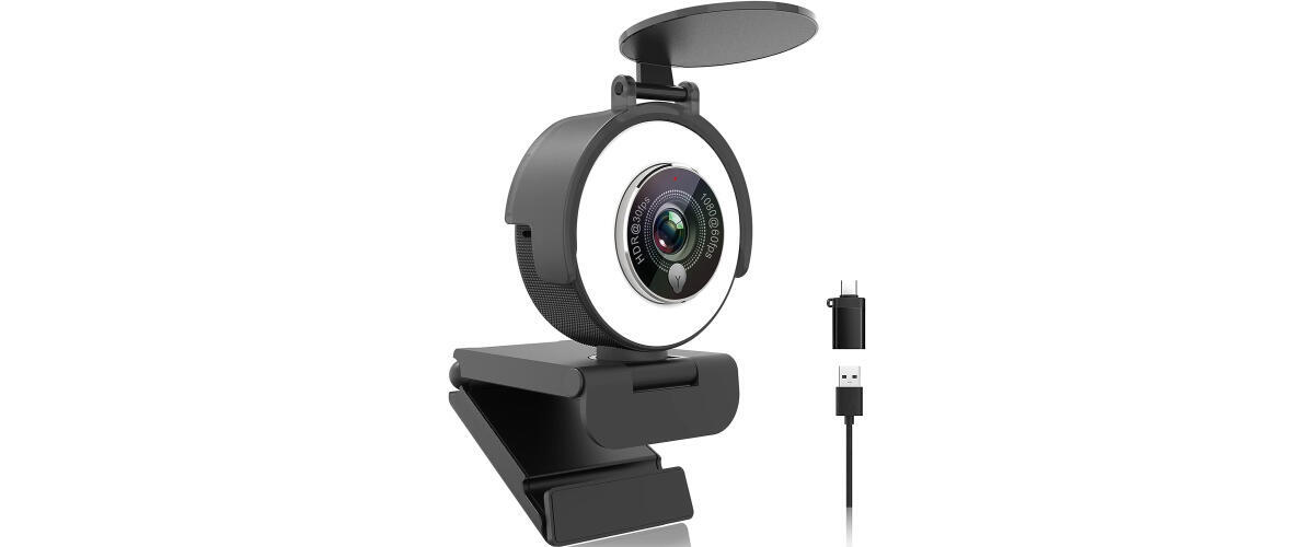 JIGA Streaming Webcam with Dual Microphone 1080P Adjustable Right Light Pro  Web Camera Advanced Auto-Focus with Tripod Zoom Camera Gaming Webcam for
