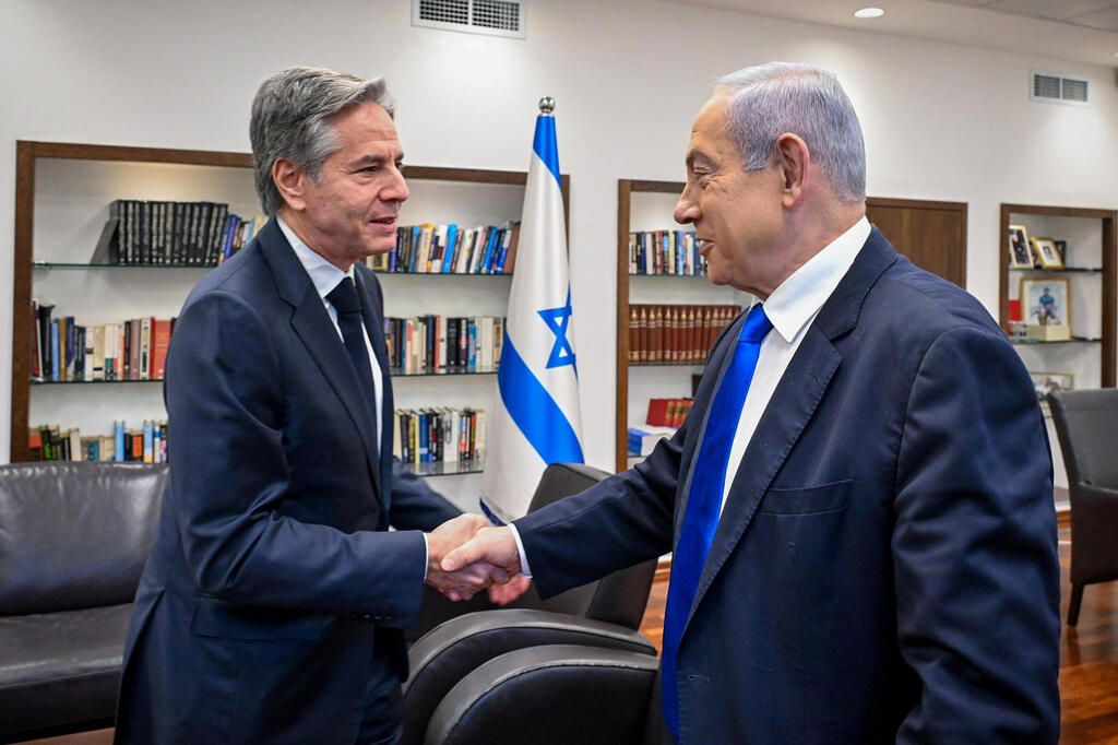 ראש הממשלה בנימין נתניהו עם מזכיר המדינה האמריקאי אנתוני בלינקן ביקור ב ישראל 9.1.24