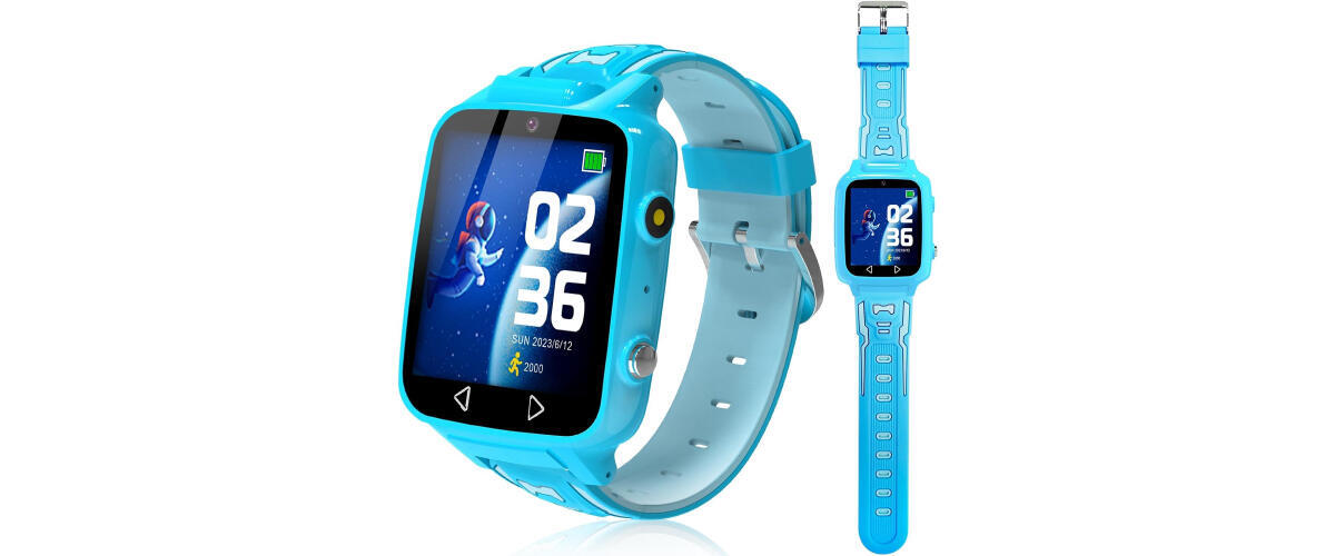 Children's black-blue 4G smart watch E10-2024 80GB with GPS and unrivaled  battery life