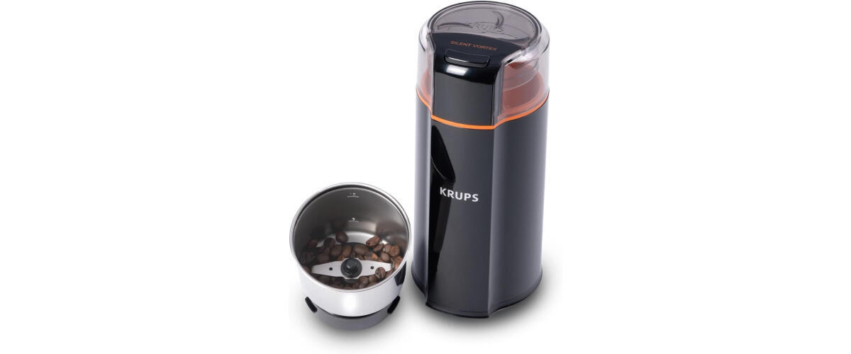 Krups Silent Vortex Coffee and Spice Grinder with Removable Dishwasher Safe  Bowl 12 Cup Easy to Use, 5 Times Quieter 175 Watts Dry Herbs, Nuts, Black