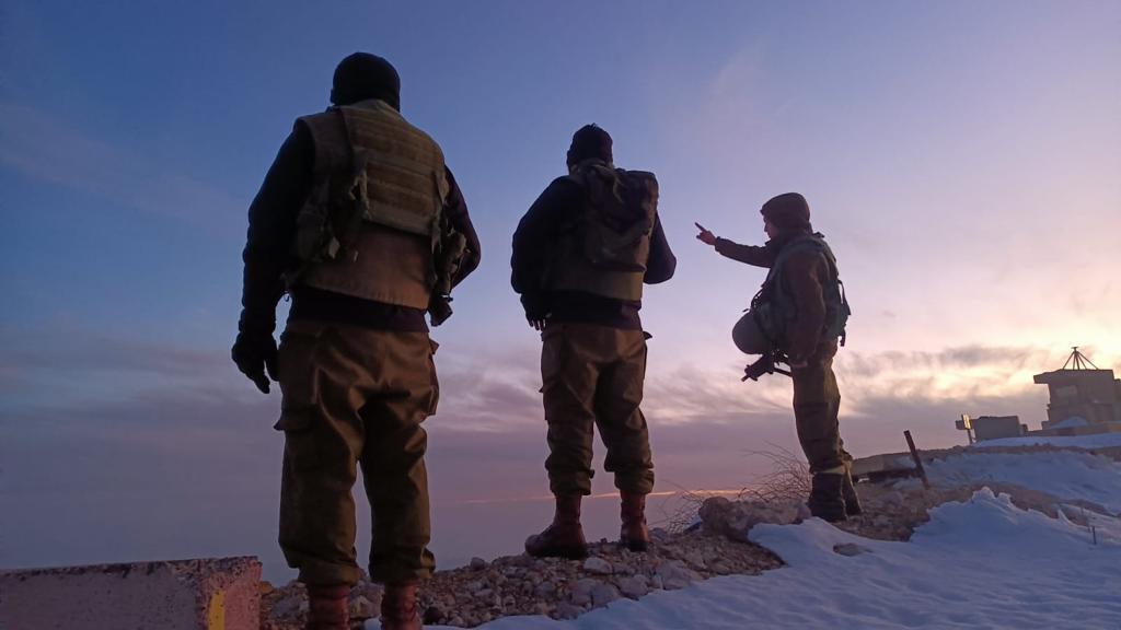 חיילים ב שלג ב גבול הצפון לבנון חרמון מלחמת עזה 28.1.2024