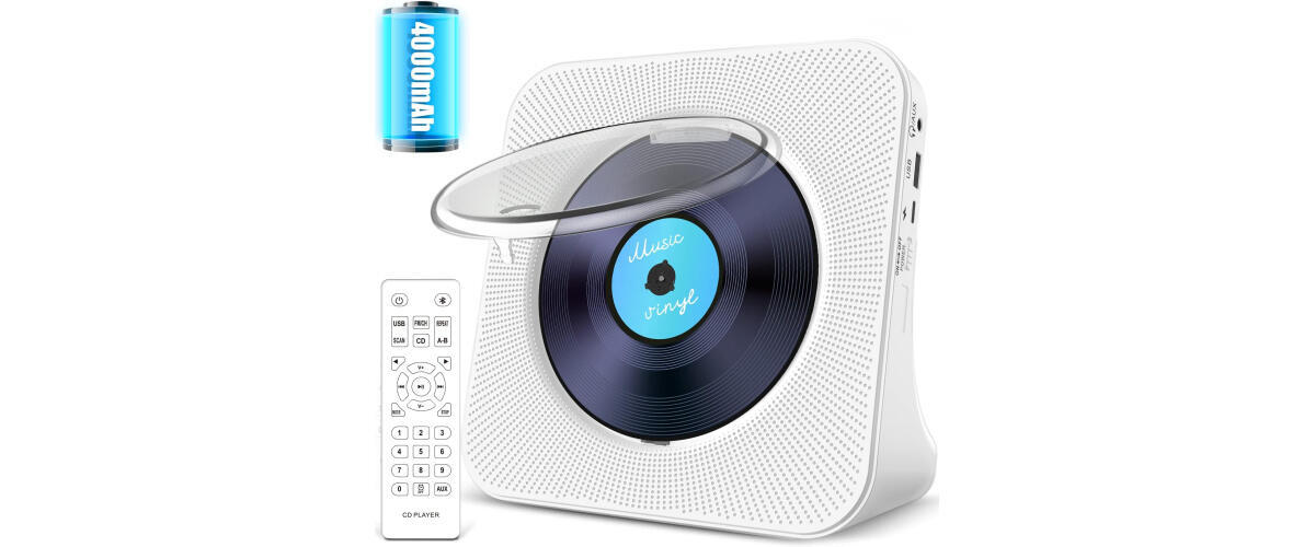 Gracioso Portable CD Player with Bluetooth and HiFi Speaker.
