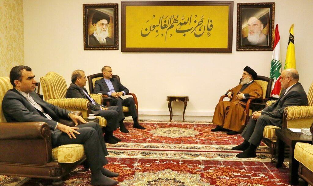 מזכ"ל חיזבאללה חסן נסראללה נפגש עם שר החוץ של איראן חוסין אמיר עבדאללהיאן