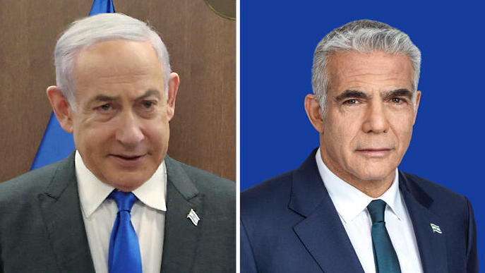מימין יאיר לפיד ובנימין נתניהו (צילומים: דוברות יש עתיד GIL COHEN-MAGEN / REUTERS) מימין יאיר לפיד ו בנימין נתניהו