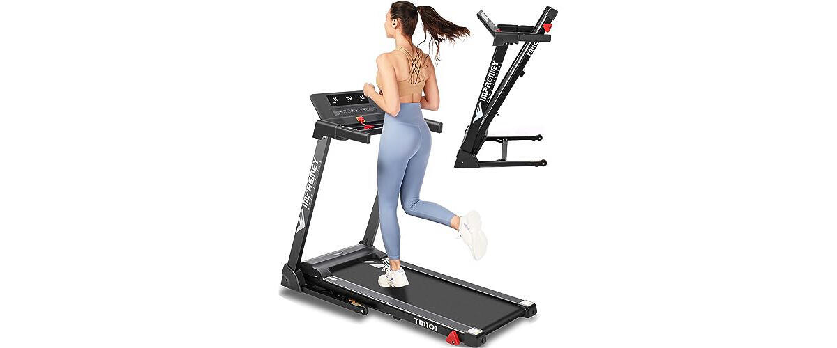 UMAY Fitness Home Folding Incline Treadmill with Pulse Sensors, 3.0 HP  Quiet Brushless, 300 lbs Capacity