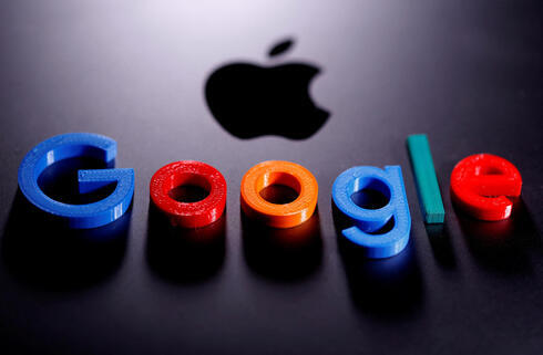 Apple and Google logos. 