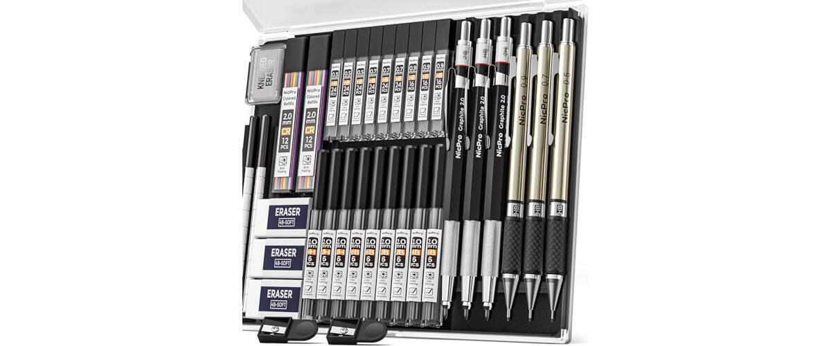 Nicpro Mechanical Pencils Set with Lead Refills Case