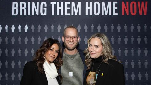 Barzel Media founder Brian Spivak with actress Emmanuelle Chriqui and Israeli Youtuber Ashley Waxman Bakshi  