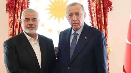 נשיא טורקיה ארדואן בפגישתו עם ראש הלשכה המדינית של חמאס עיסמאיל הניה, היום