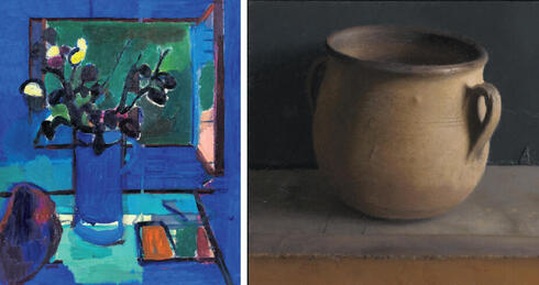 פרשנות למושג בית בציורים במוזיאון חיפה. מימין: ארם גרשוני, משמאל: נטליה זורבובה, צילום: ארם גרשוני, YP; יגאל פרדו