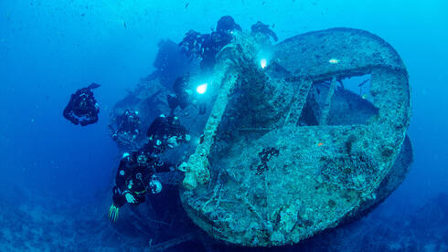 Cannon on a British ship sunk in 1941 off the Sinai coast 