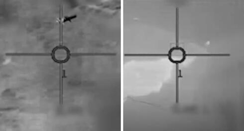 משמאל: טיל שיוט תימני בכוונת של מטוס קרב ישראלי, ואז מושמד בפיצוץ גדול, צילום: דובר צה"ל