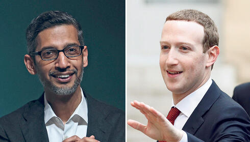  Google CEO Sundar Pichai <span style="font-weight: normal;">(left),</span> Meta CEO Mark Zuckerberg 