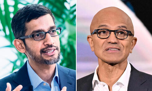  Google CEO Sundar Pichai <span style="font-weight: normal;">(left), </span>Microsoft CEO Satya Nadella 