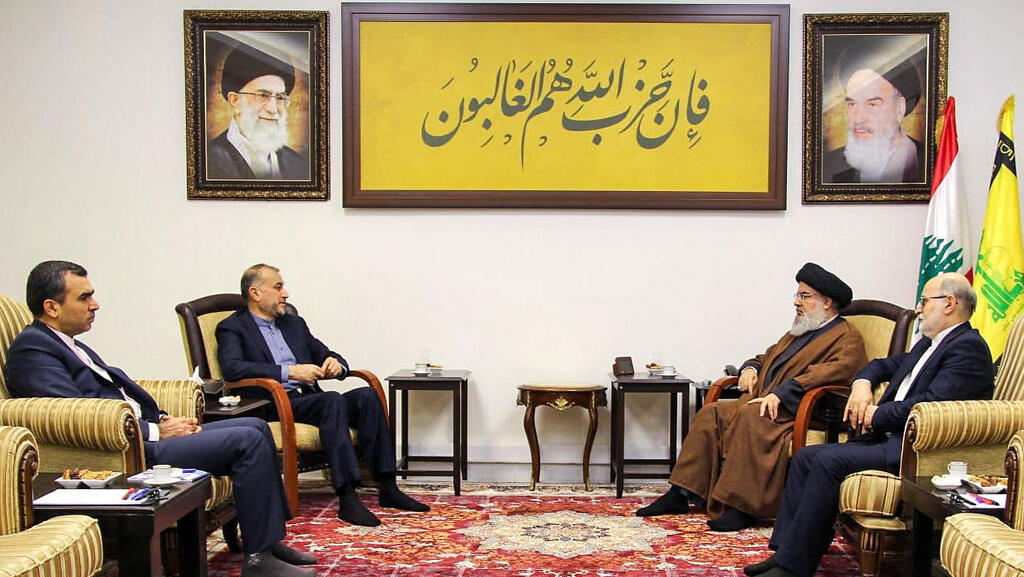 מנהיג חזבאללה חסן נסראללה ושר החוץ האיראני חוסיין אמיר עבדולהיאן