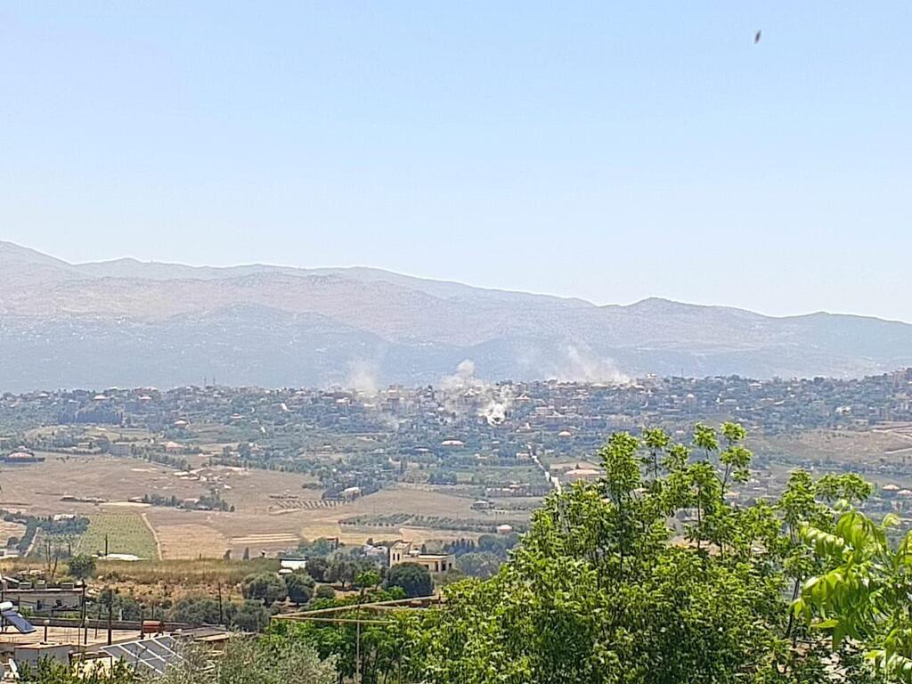 עשן לאחר תקיפה של צה"ל באל חיאם בדרום לבנון